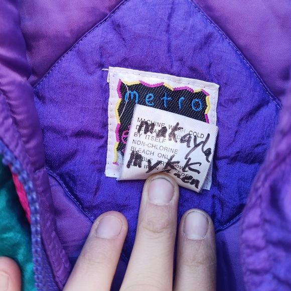 VTG 80s Metro Express Youth Ski Suit Size S/4 Retro Snowsuit Purple - Picture 8 of 8